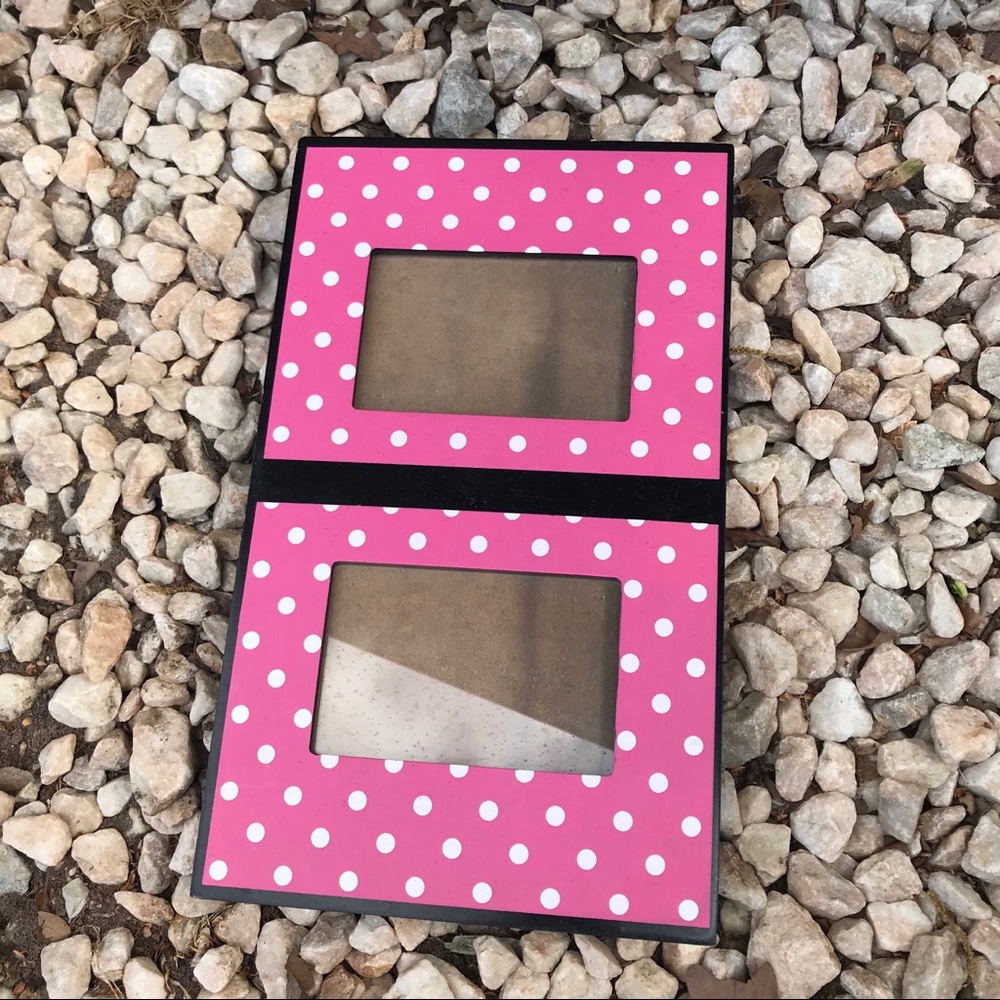 Two frame pink polka dot picture frame
